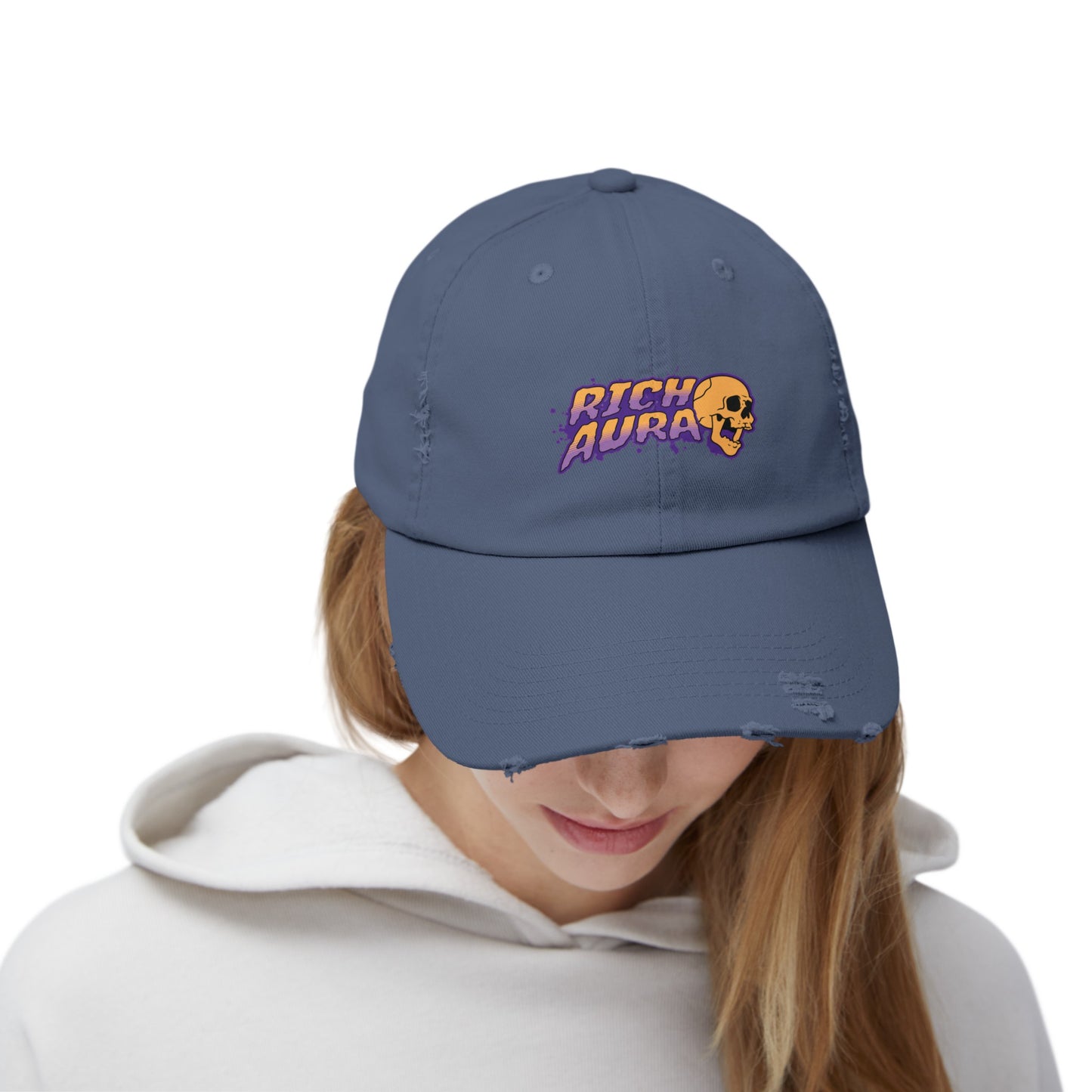 Rich Aura Skull Distressed Cap
