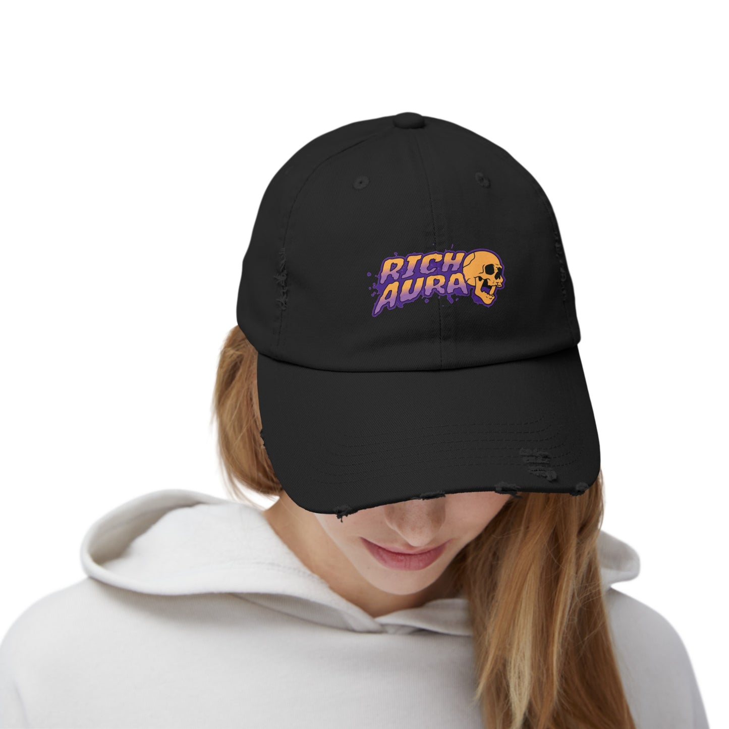 Rich Aura Skull Distressed Cap