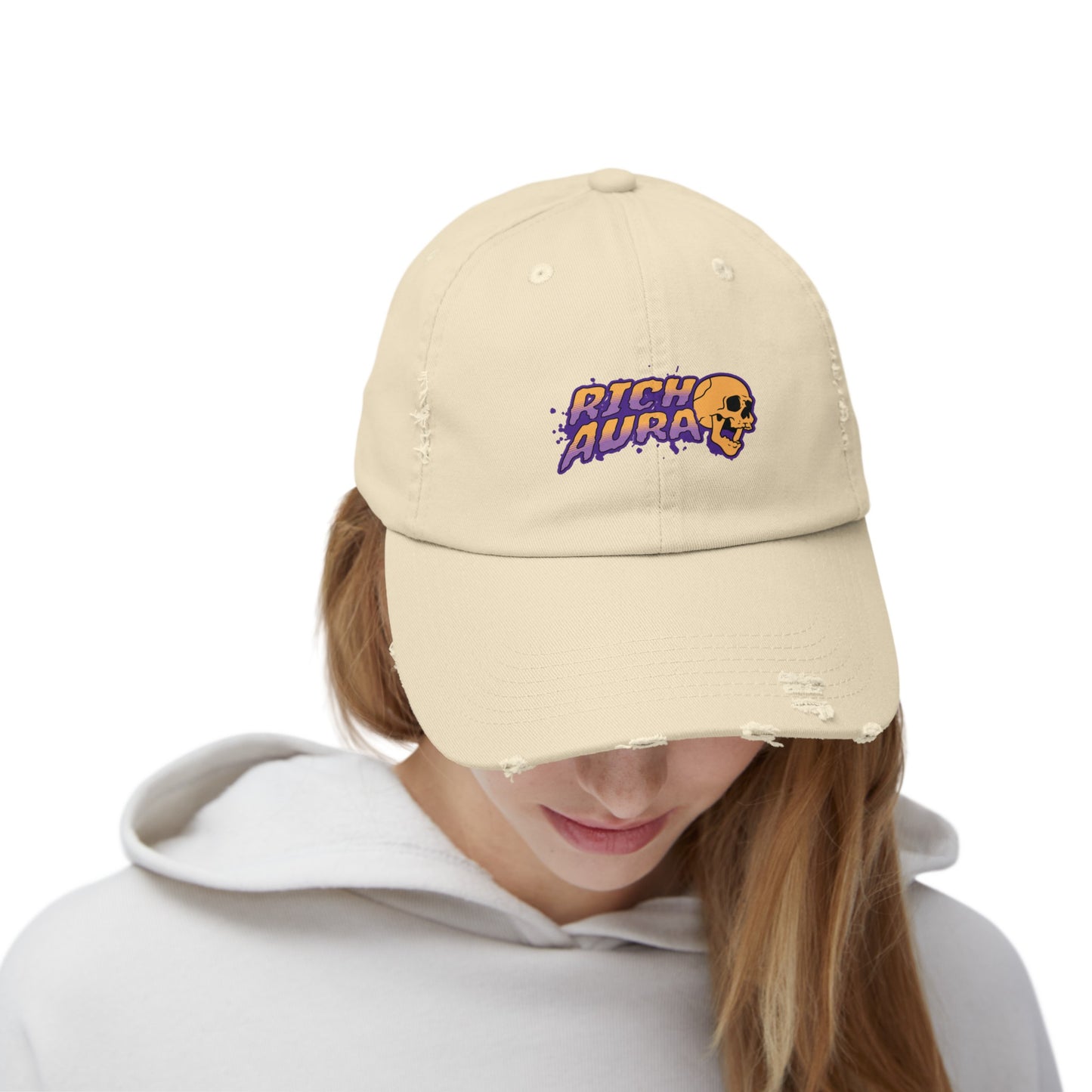 Rich Aura Skull Distressed Cap