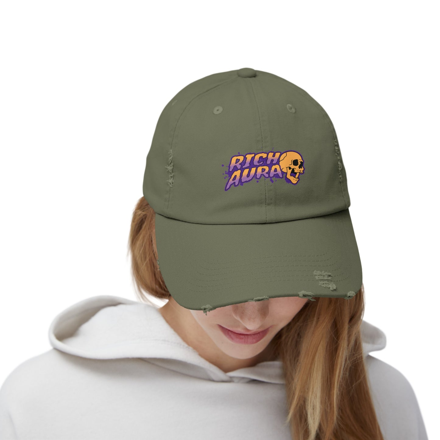 Rich Aura Skull Distressed Cap