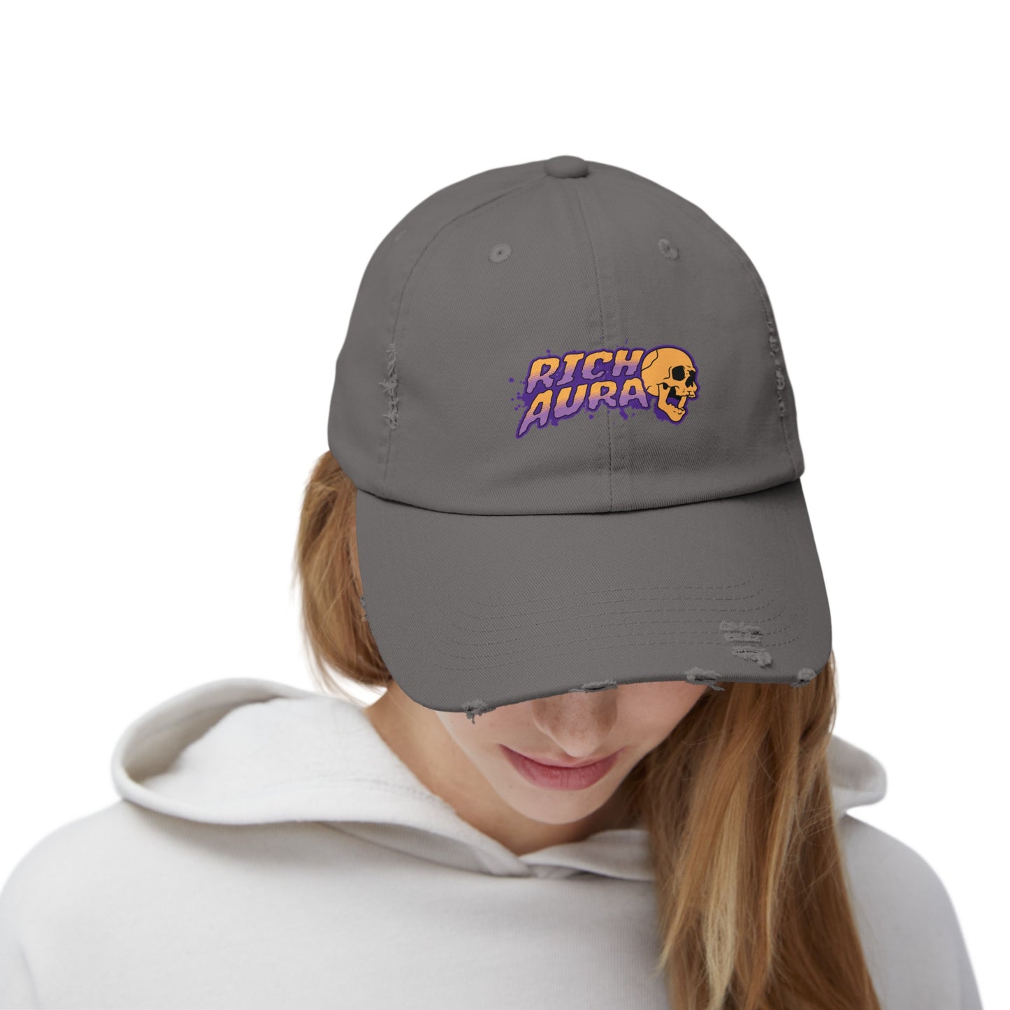 Rich Aura Skull Distressed Cap