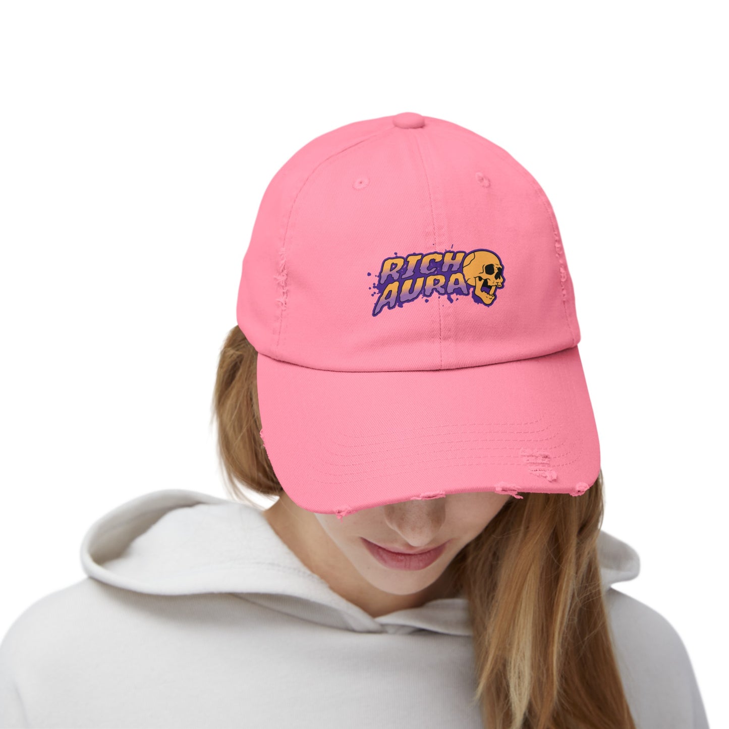 Rich Aura Skull Distressed Cap