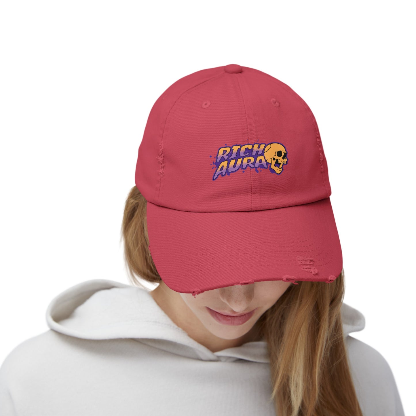 Rich Aura Skull Distressed Cap