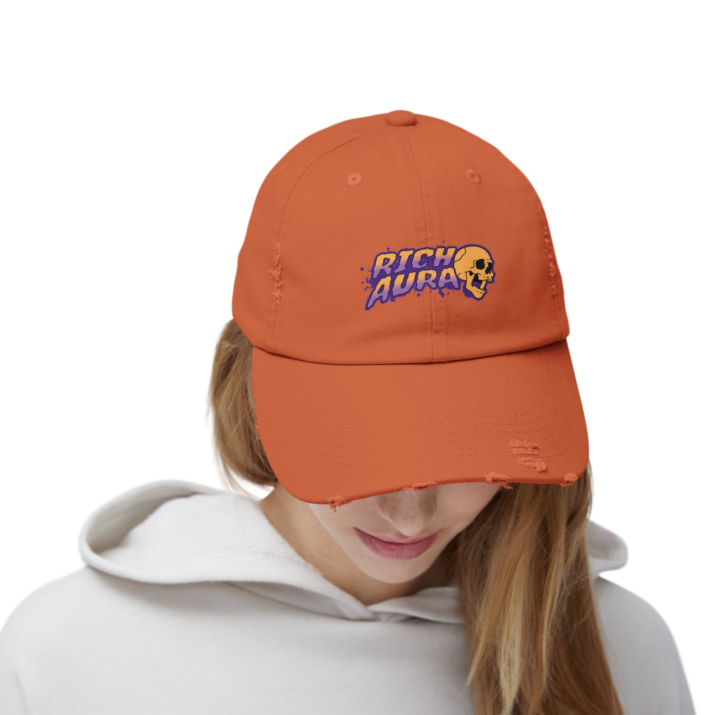 Rich Aura Skull Distressed Cap