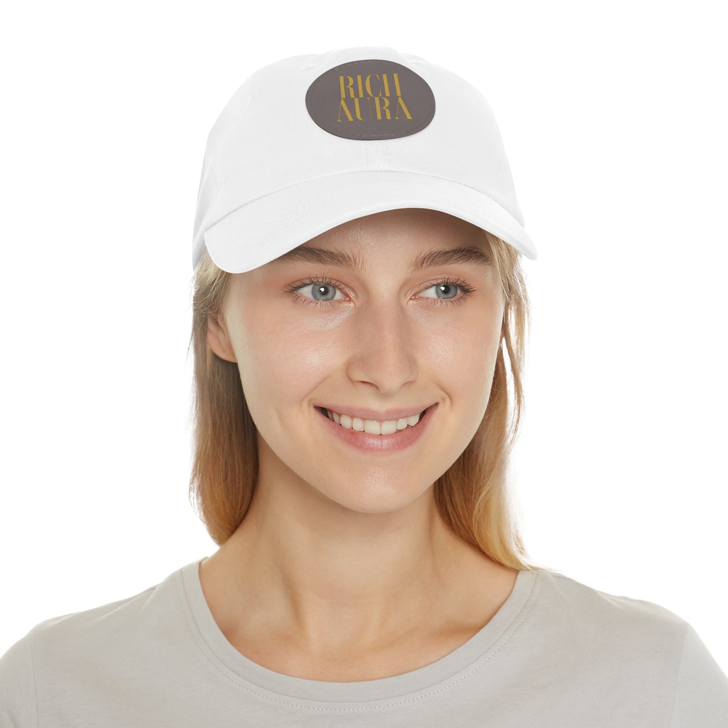 Rich Aura Dad Hat with Leather Patch (Round)