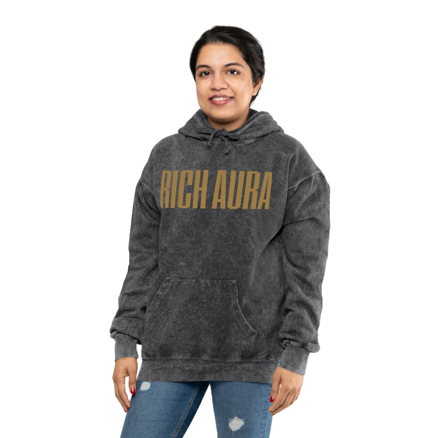 Rich Aura Original Aura - Gold Mineral Wash Hoodie