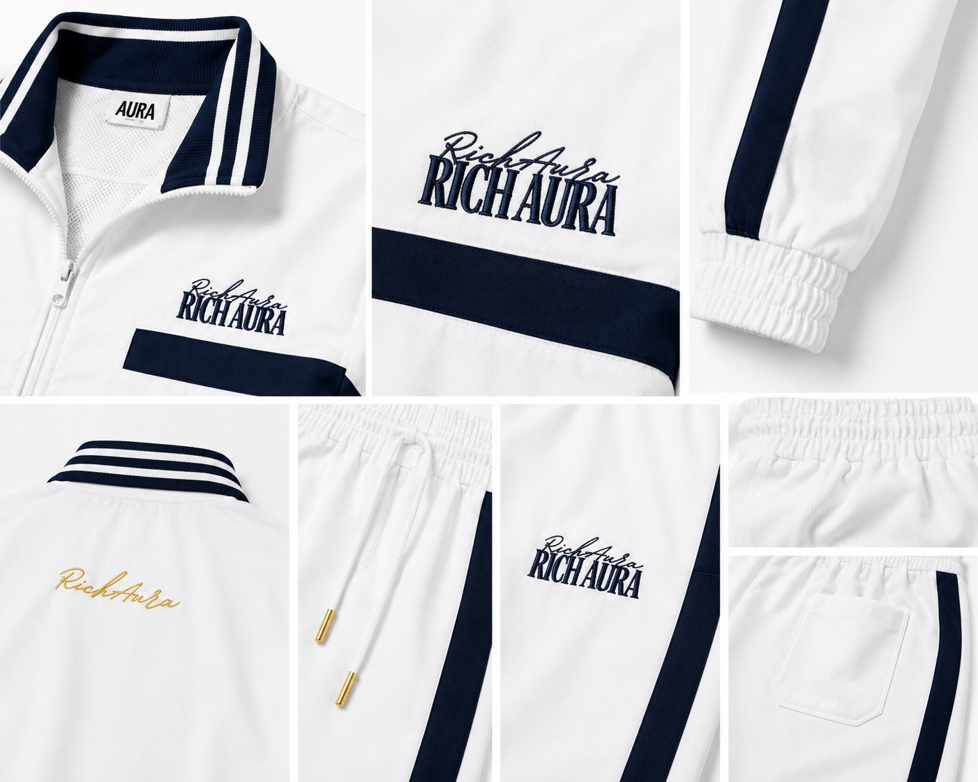 Rich Aura Tennis Club Track Suit – White/Navy