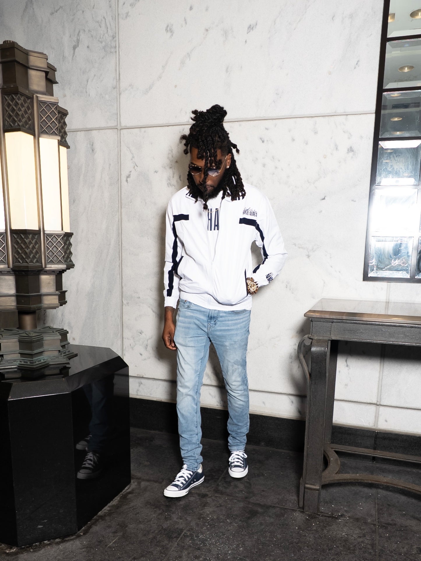 Rich Aura Tennis Club Track Suit – White/Navy