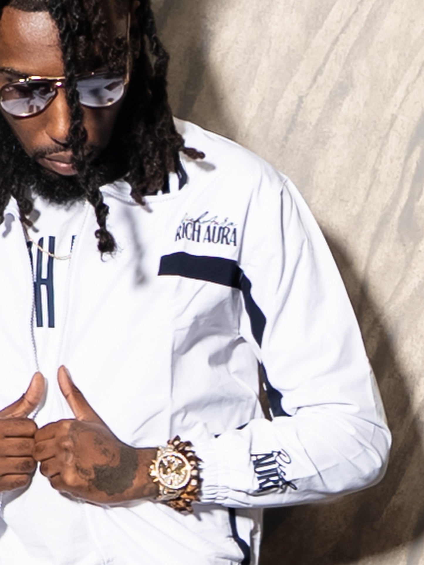 Rich Aura Tennis Club Track Suit – White/Navy
