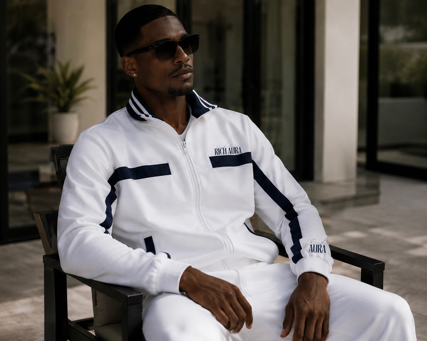 Rich Aura Tennis Club Track Suit – White/Navy