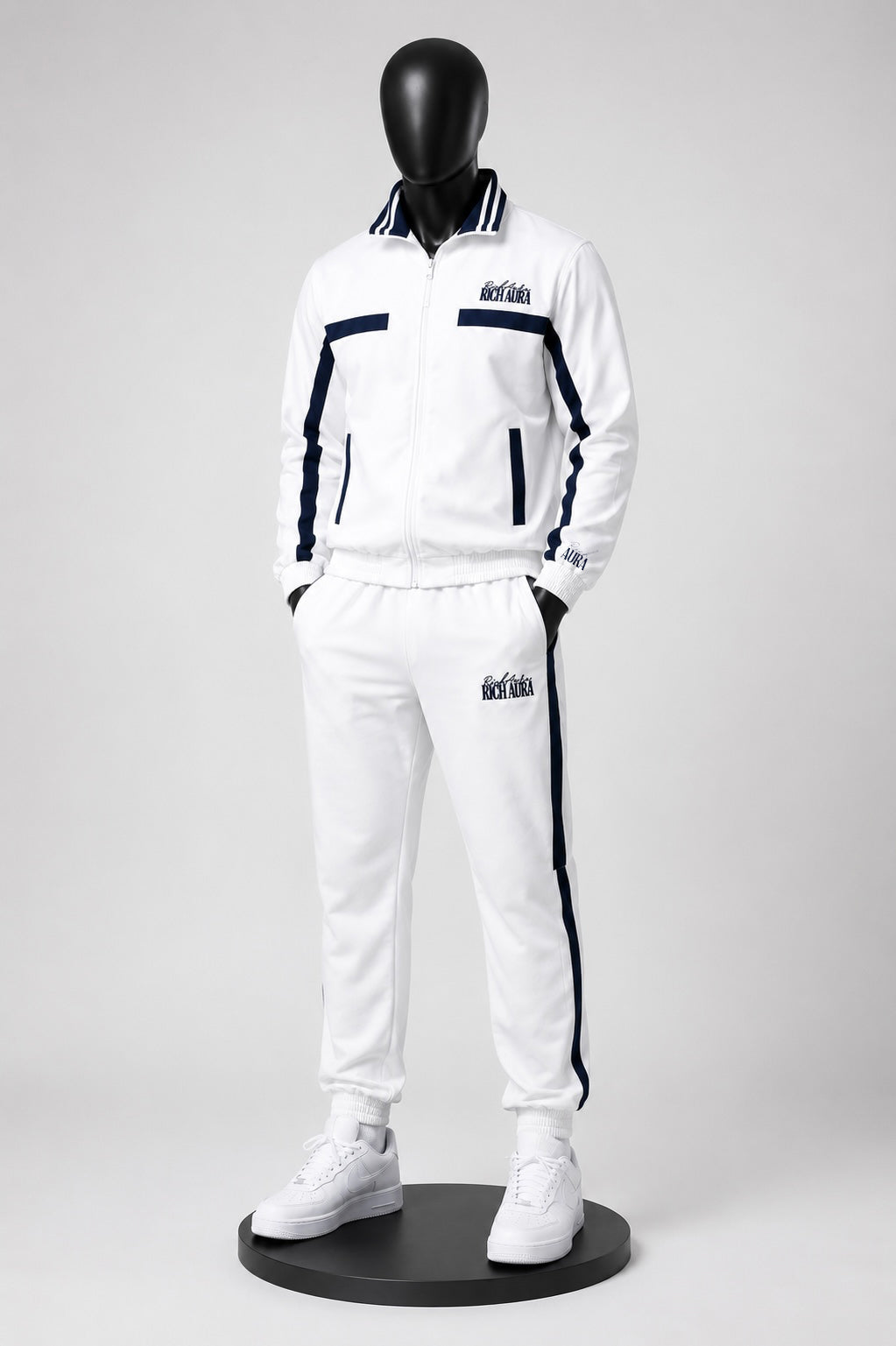 Rich Aura Tennis Club Track Suit – White/Navy